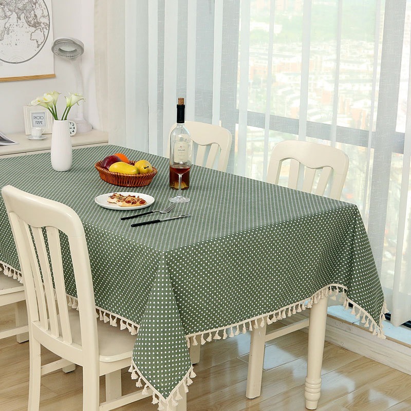 Khăn trải bàn chất liệu cotton lanh họa tiết kẻ sọc đơn giản
