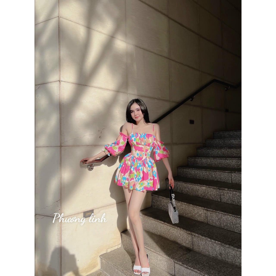 Váy hoa 2 dây rớt vai
