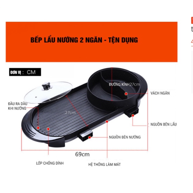 Bếp Lẩu Nướng Đa Năng 2in1