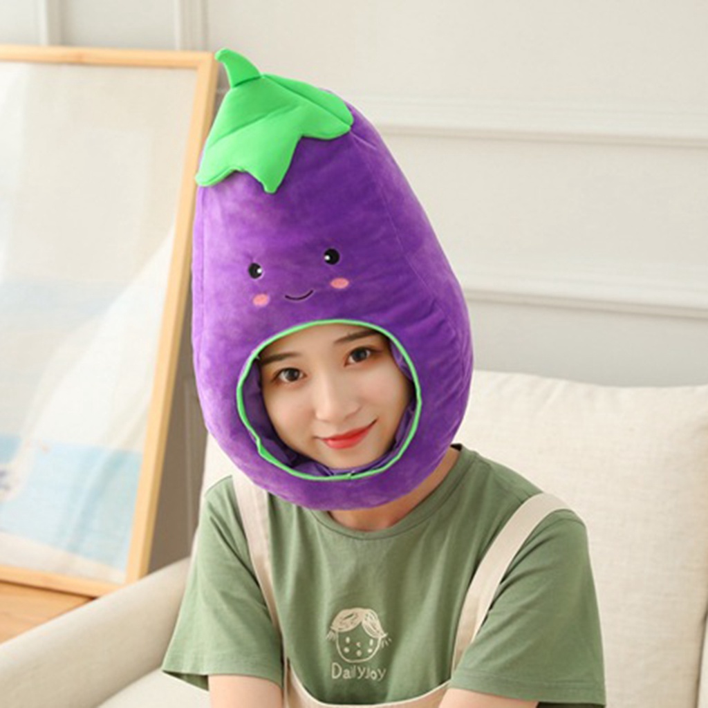 Mũ Trùm Đầu Hình Dưa Hấu / Xương Rồng / Hoa Hướng Dương / Trái Cây Nhồi Bông Mềm Mại