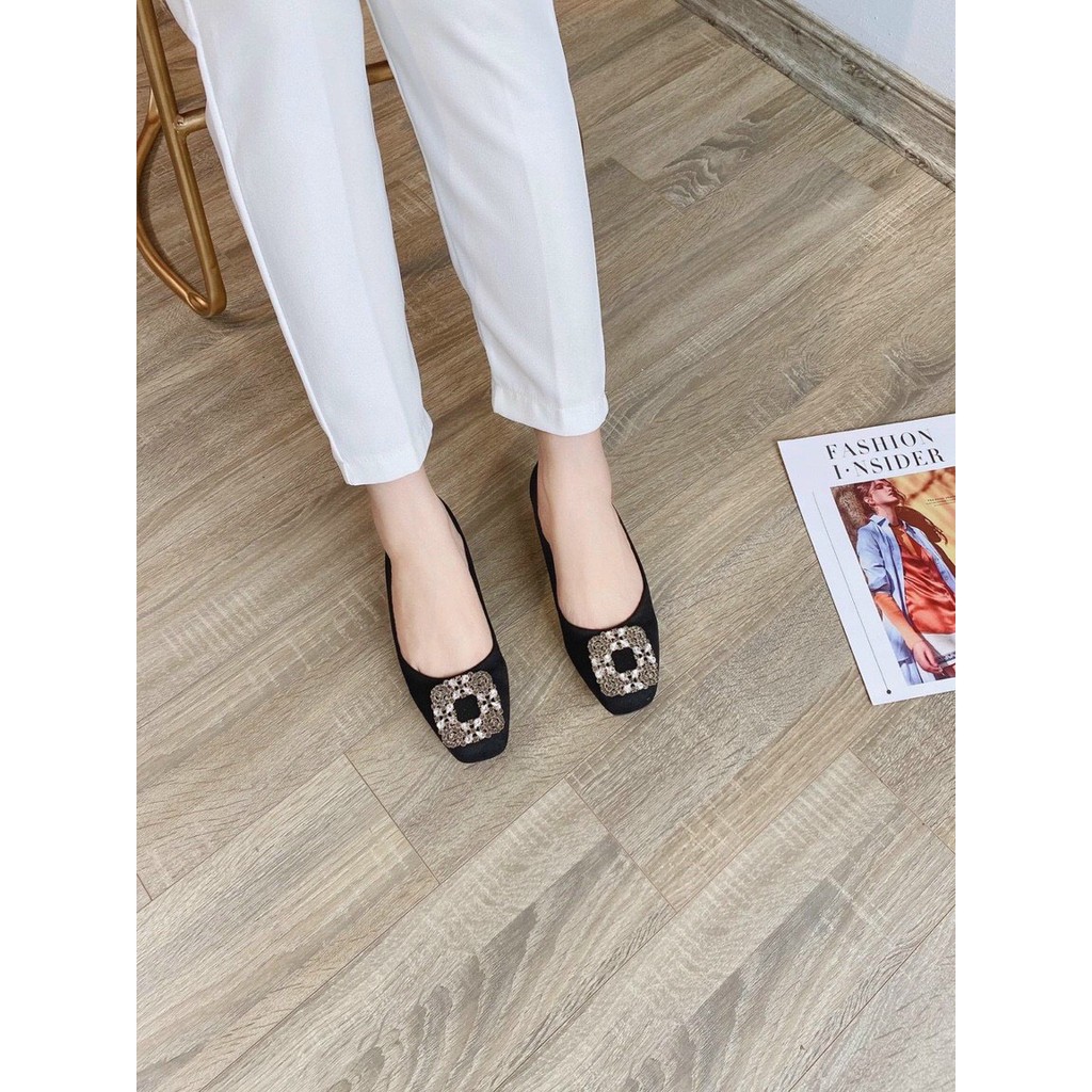 GIÀY BỆT NỈ MŨI VUÔNG NƠ ĐÁ 2 DÁNG | BigBuy360 - bigbuy360.vn