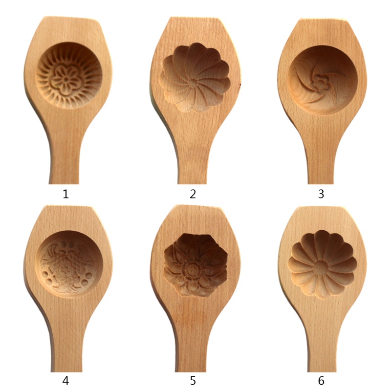 Khuôn làm bánh quy hình tròn bằng gỗ họa tiết hoa 3D thân thiện với môi trường