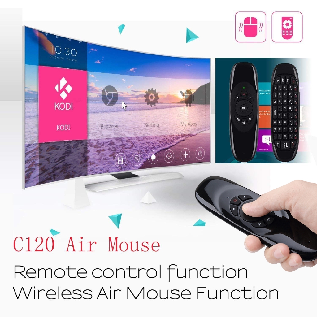 Set bàn phím không dây 2.4G 6 trục kèm chuột và điều khiển từ xa cho TV thông minh