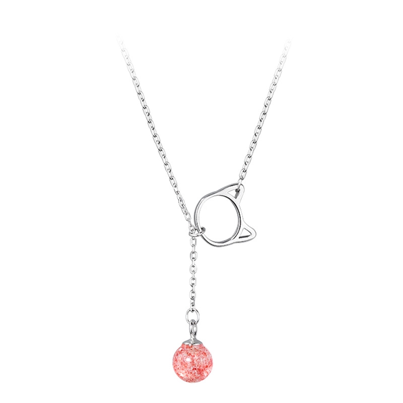 925 sterling silver cat-shaped necklace with lovely stones