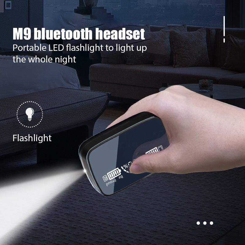 Tai Nghe Không Dây Bluetooth M9 IPX7 Chống Nước Giảm Tiếng Ồn Có Màn Hình LED Hiển Thị Cho Xiaomi iPhone Android