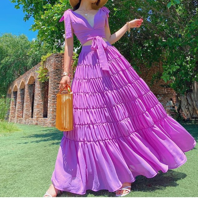 Set maxi J hồng