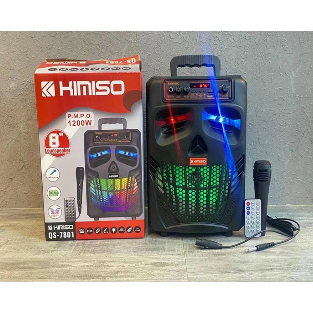 Loa Kéo Karaoke Bluetooth Kimiso QS-7801, Loa trợ giảng Kèm điều khiển Tặng 1 micro có dây Nghe Cực Hay - Hàng Nhập Khẩu