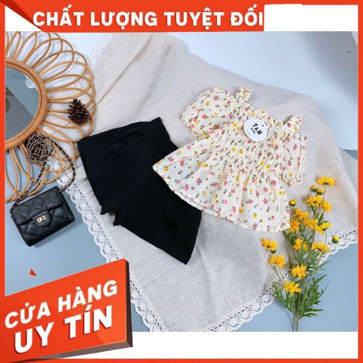 Sét bộ trễ vai bé gái ☘️FREE SHIP☘️ Sét áo kiểu trễ vai cao cấp bé gái An Nguyễn Kids