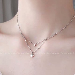 Dây chuyền tim 2 tầng bạc ý nhập khẩu, dây chuyền tim độc đáo cá tính,bảo hành trọn đời, tiệm bạc real