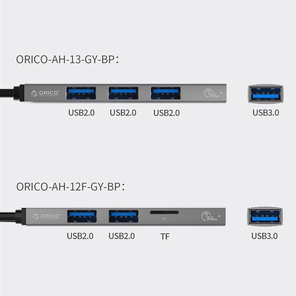 Hub chia USB Type-C sang USB-A MicroSD/TF 3.0 ORICO AH-12F AH-13 USB-C to Type-A Cho Macbook Laptop PC Smartphone Tablet