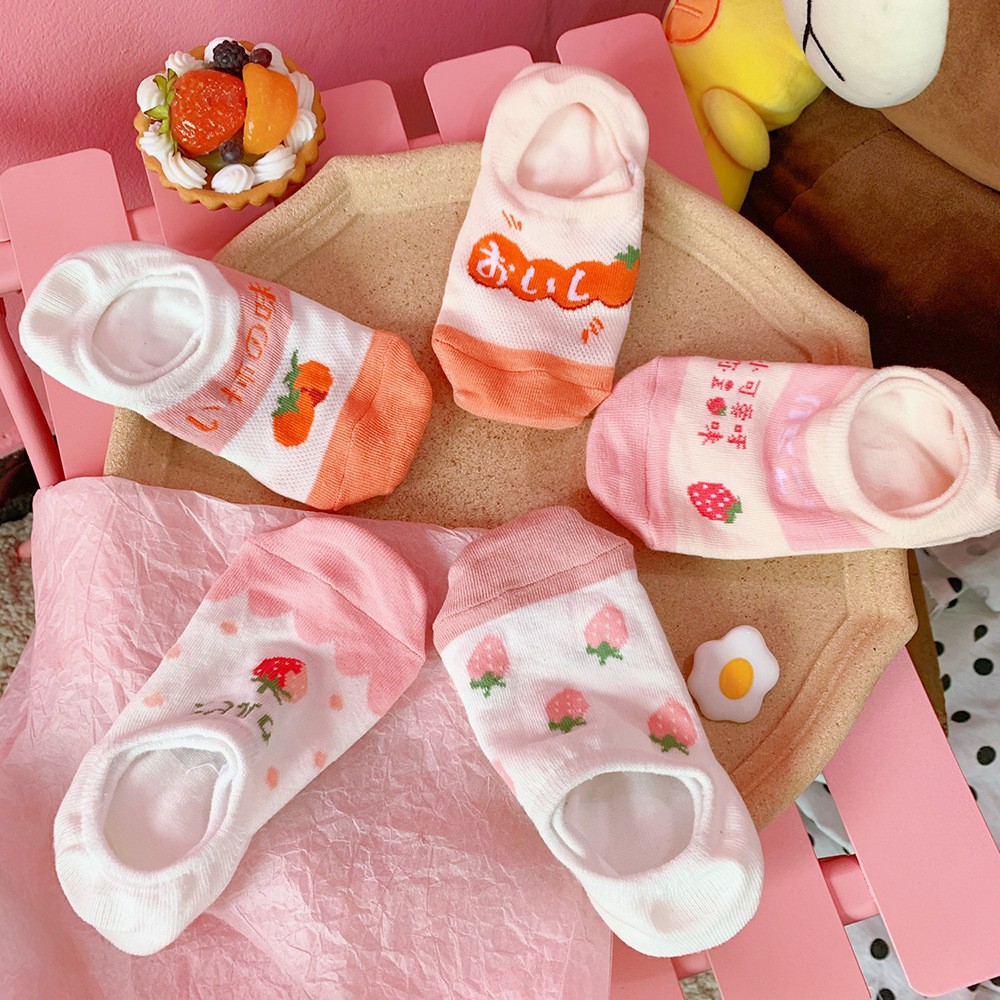 Vớ/Tất lười họa tiết hoa quả xinh xắn ulzzang