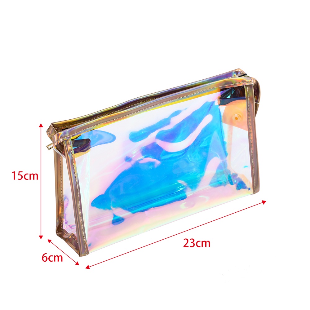 Túi đựng mỹ phẩm chất liệu tpu màu laser trong suốt cho nữ