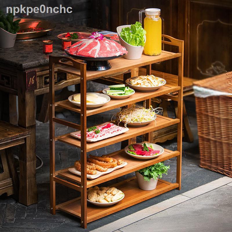 Giá để bát đĩa nhà hàng lẩu nhiều tầng Kệ bếp chuyên dụng cho Khay rau thương mại đồ bằng gỗ nguyên khối