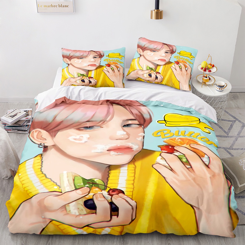 Vỏ chăn + áo gối 2 trong 1 140x210cm in hình nhóm nhạc BTS
