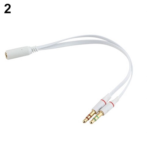 Dây cáp chuyển đổi tai nghe AUX Audio Mic từ ổ cắm chia đôi đến 2 giắc cắm 3.5 mm kép