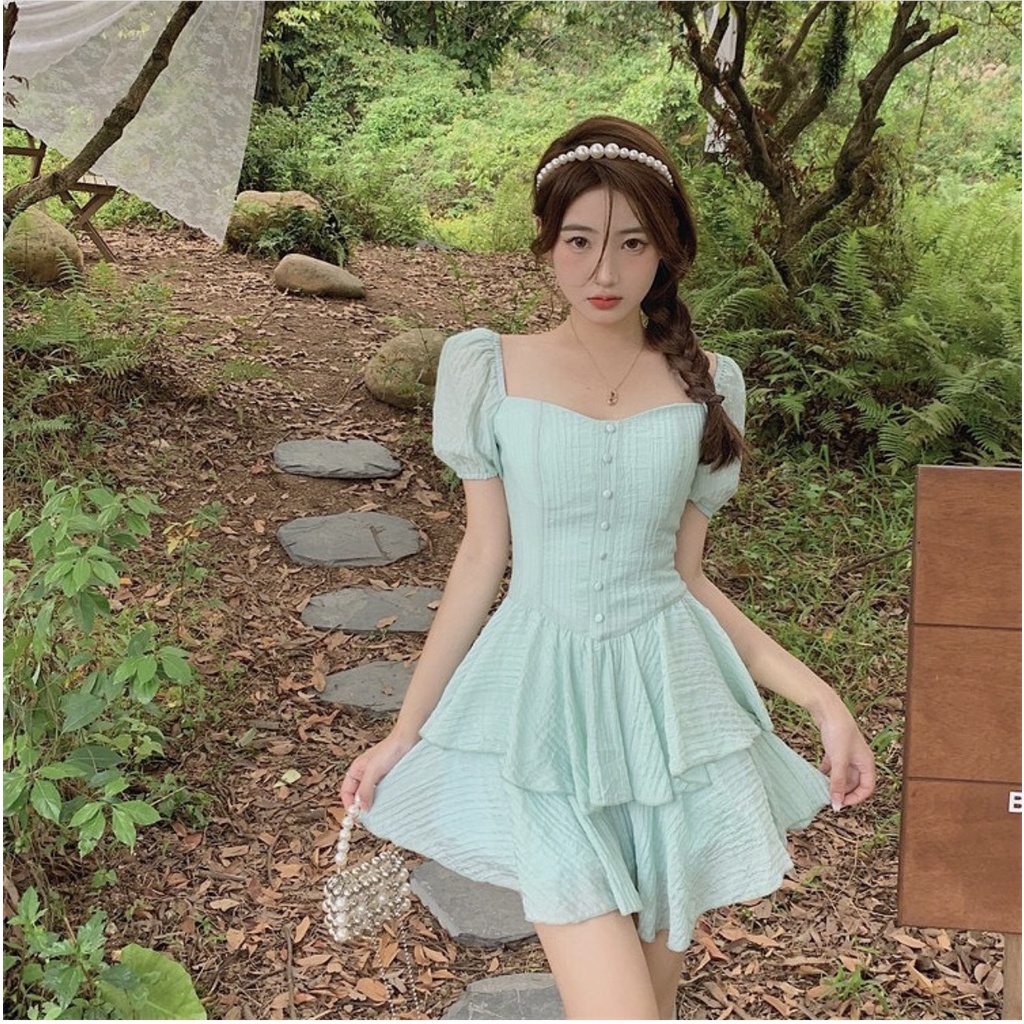 ĐẦM CỔ TIM LAI TẦNG NÚT BỌC