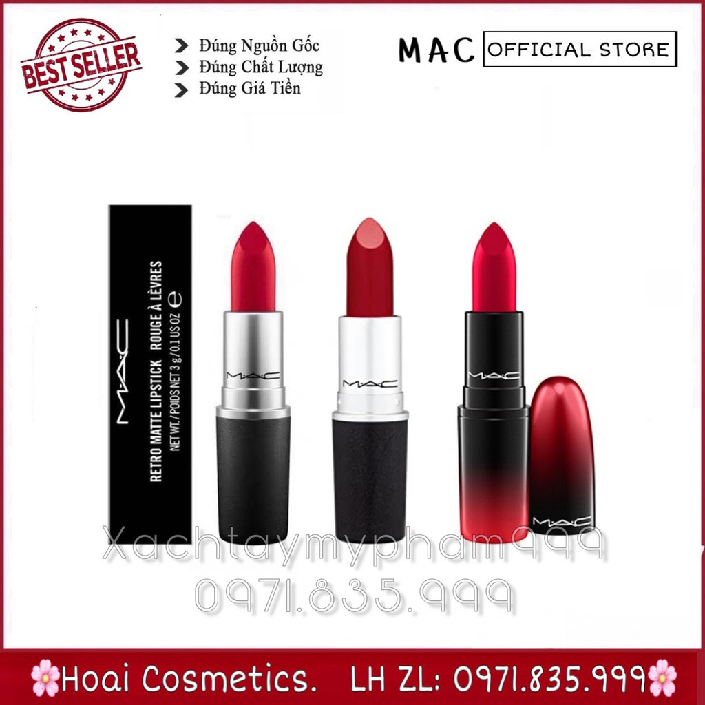 Son Mac Powder Kiss Lipstick, Mac Rettro Matte Chính Hãng Full Size 3g | BigBuy360 - bigbuy360.vn