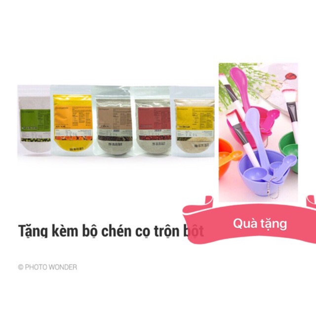 Combo bột cám gạo + bột yến mạch + đậu đỏ + nghệ + đậu xanh Milaganics ( 100g/ bịch)