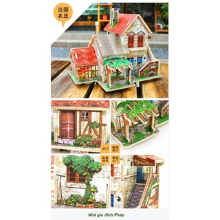 Đồ chơi lắp ráp bằng gỗ 3d robotime mô hình nhà gia đình pháp