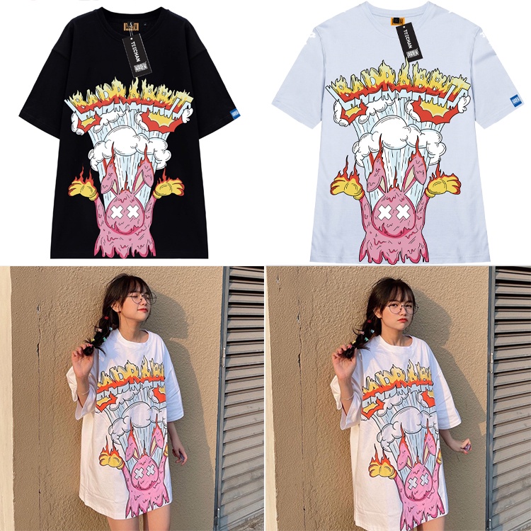 Áo Thun Unisex Tay Lỡ Form Rộng Nam Nữ Thỏ Rabbit vải cotton phong cách Hàn Quốc Ulzzang TN24 TEECHAN