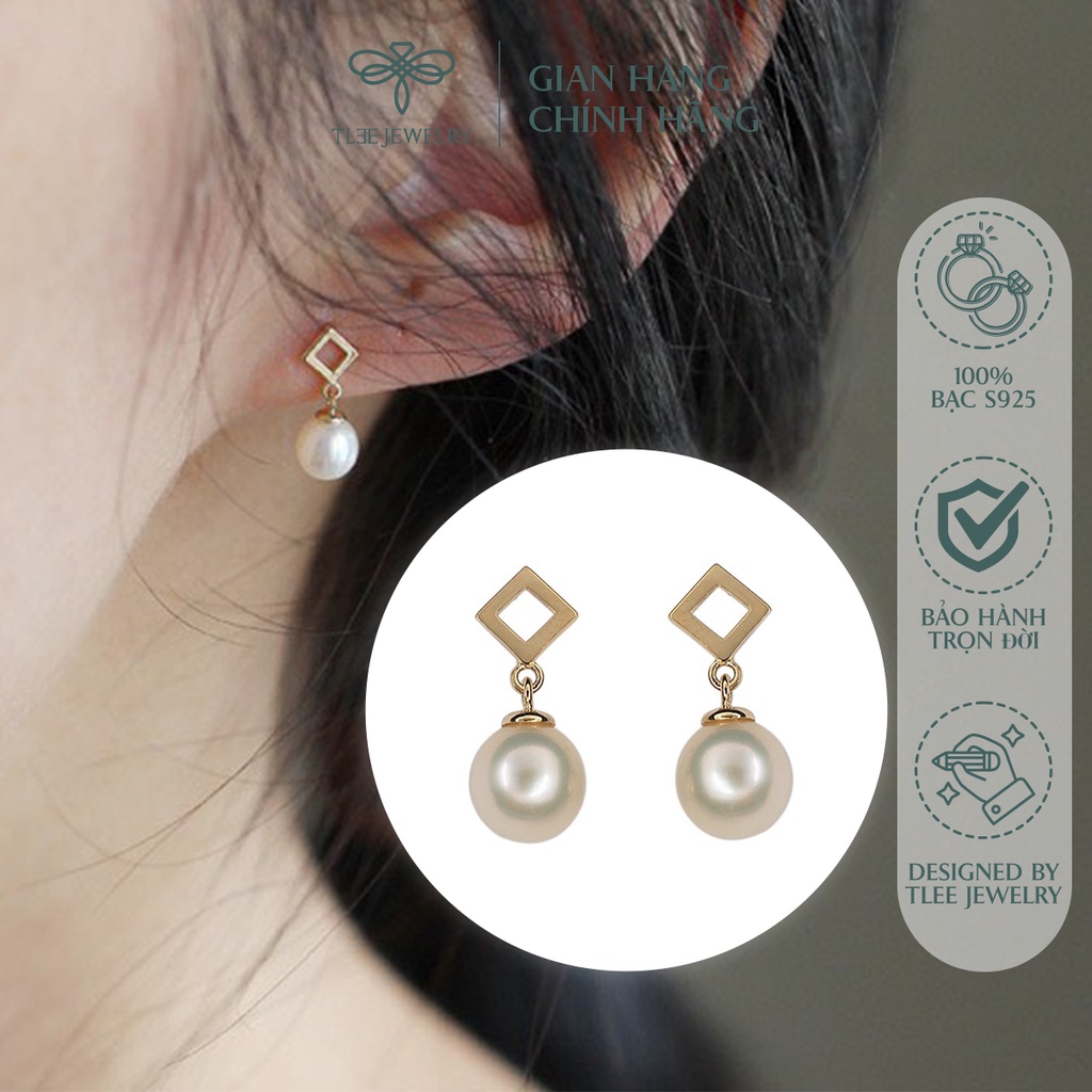 Khuyên tai bạc nữ TLEE Lily gắn trai nhân tạo sang trọng NCJ B0107