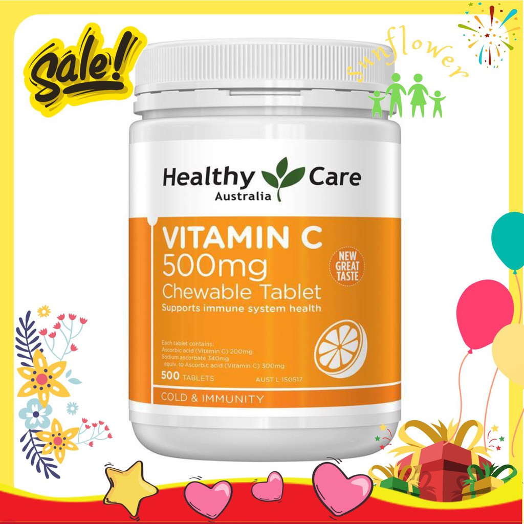 Viên ngậm Healthy Care Vitamin C 500mg 500 viên - Xuất xứ Úc
