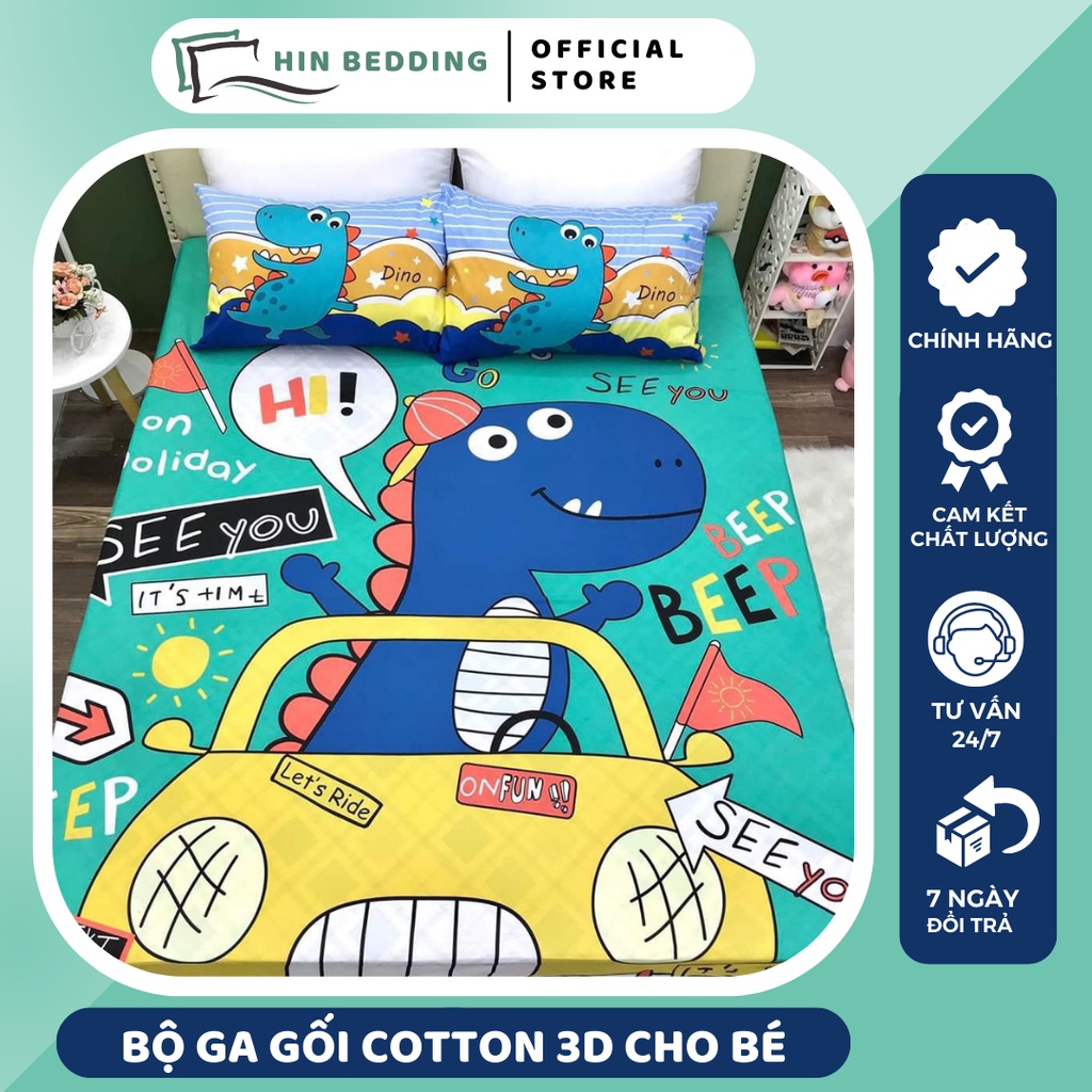 Bộ Ga Gối Cotton 3D HIN BEDDING, Bộ Ga Gối Cotton In Hình Sắc Nét Mềm Mịn Cao Cấp Đủ Kích Thước