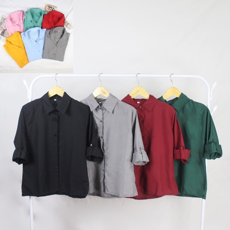 Aa. Fashion RB - Áo Sơ Mi Cơ Bản Màu Dạ Quang/Áo Sơ Mi Cơ Bản / Quần Dài Vừa Vặn / KEM Cơ Bản / Áo Sơ Mi Trơn