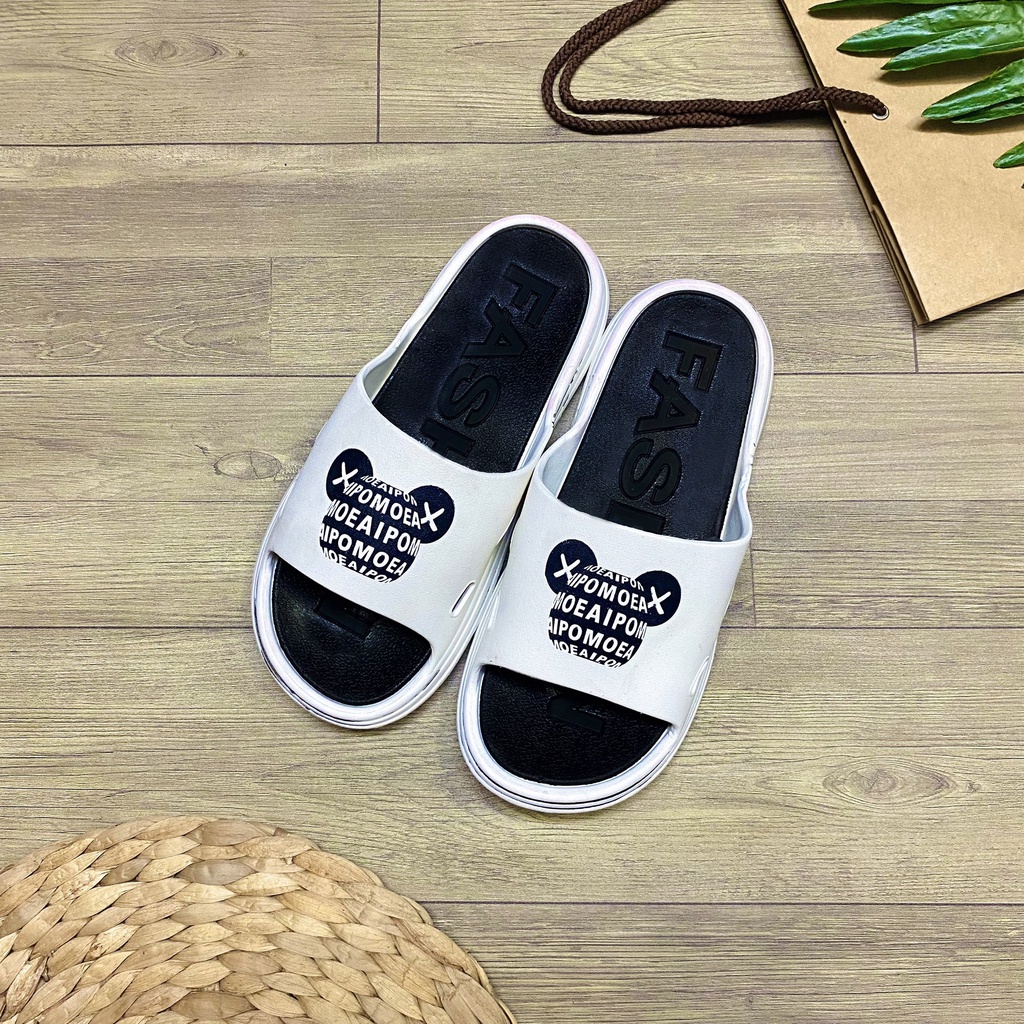 Dép quai ngang thời trang hình gấu phối chữ nhiều màu lựa chọn sành điệu trẻ trung - TT390