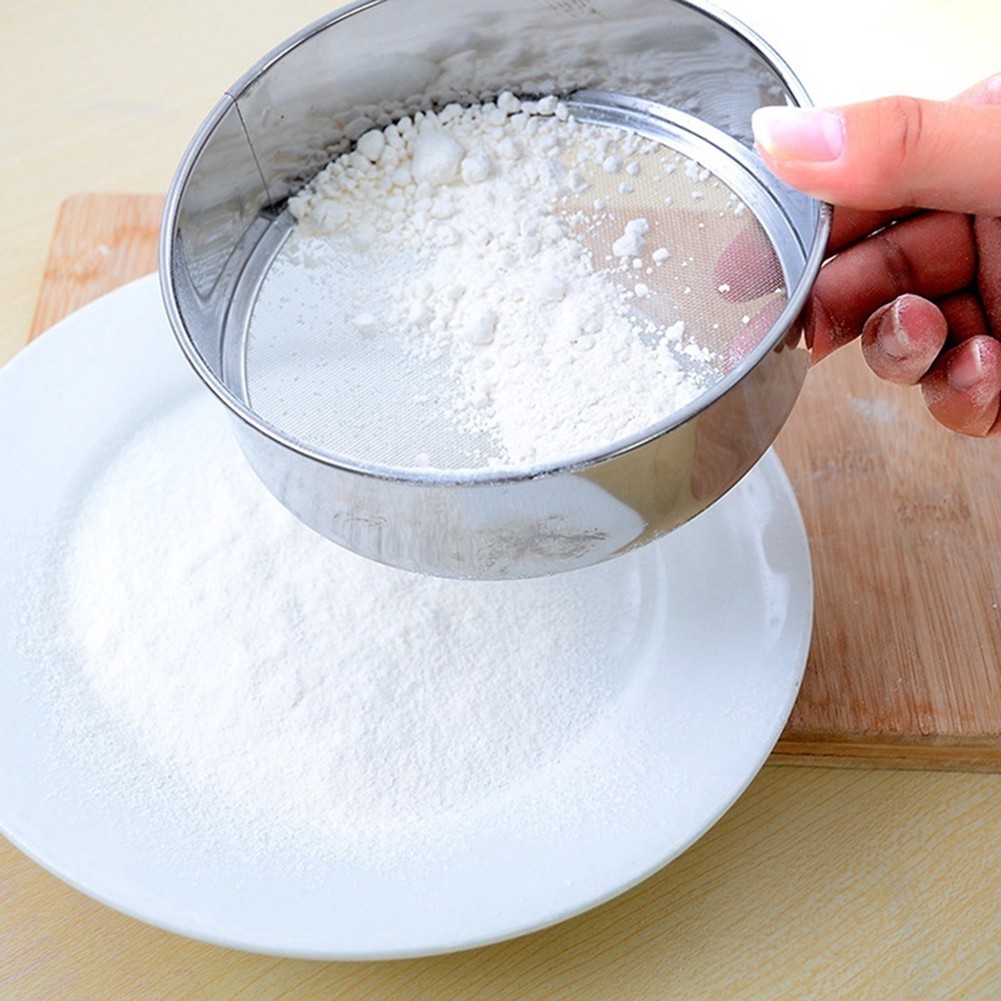 Thép không gỉ Lưới Bột Sifter Sàng Lọc Nướng Dụng Cụ Nhà Bếp J09