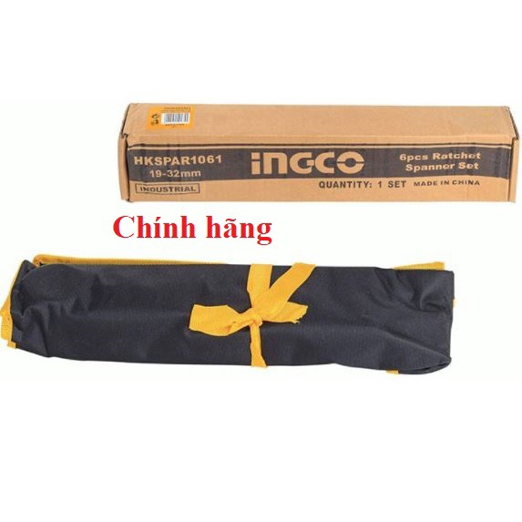 ĐỒ NGHỀ INGCO Bộ 6 cờ lê miệng vòng hai chiều size 19mm - 32mm HKSPAR1061 (Cam kết Chính Hãng 100%)