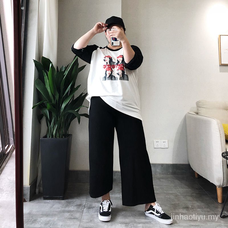 Quần Dài Ống Rộng Lưng Thun Màu Đen Có Size Lớn 300jin Thời Trang Dành Cho Nữ | BigBuy360 - bigbuy360.vn