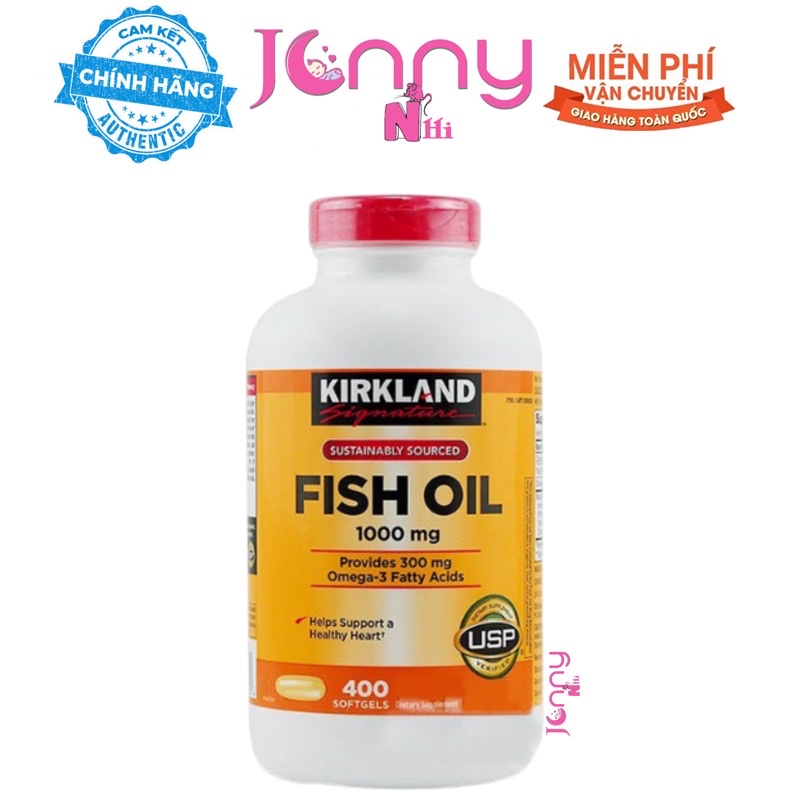 [BILL MỸ 2024] Viên Uống Dầu Cá Kirkland Fish Oil Omega3 1000mg 400 Viên