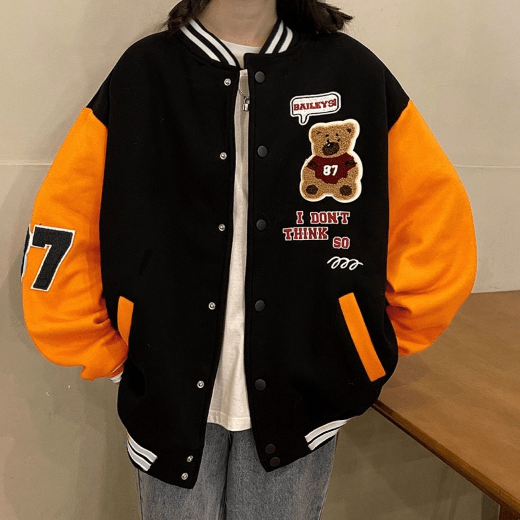 (FREE SHIP) ÁO KHOÁC BOMBER NỮ HỌA TIẾT GẤU 87 XINH XINH SIÊU CUTE ĐẸP TINH TẾ TK 2022