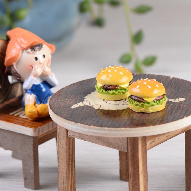 C97-Charm slime/ Dụng Cụ Trang Trí Mô Hình 3D Hình Bánh Mì Hamburger (1.5x1.5cm)