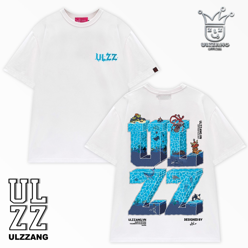 Áo thun unisex local brand ULZZ ulzzang five elements water dáng tay lỡ form rộng U-3