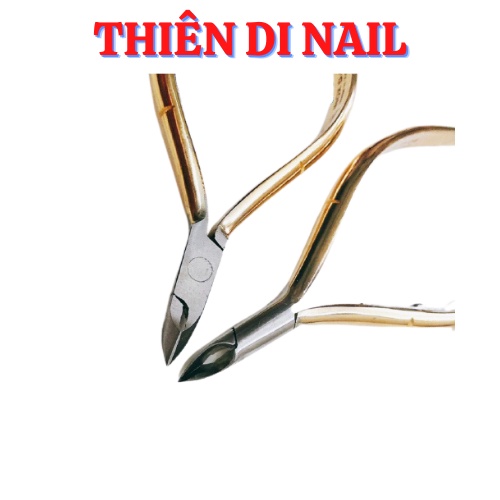 Kìm ngọc màu vàng đầu bán nguyệt, kìm inox nhặt da Thiên Di Nail