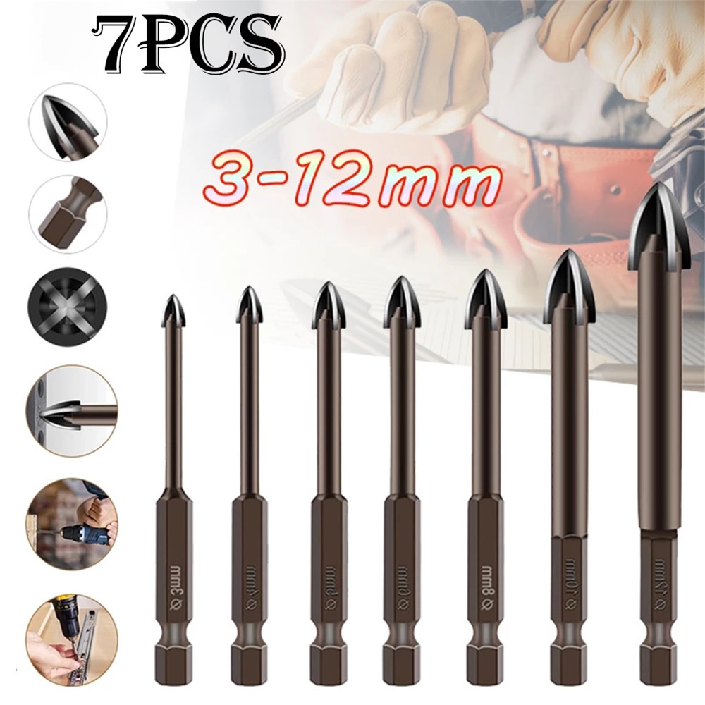 Set 7 mũi khoan gỗ PCBFUN 1/4'' chất lượng cao