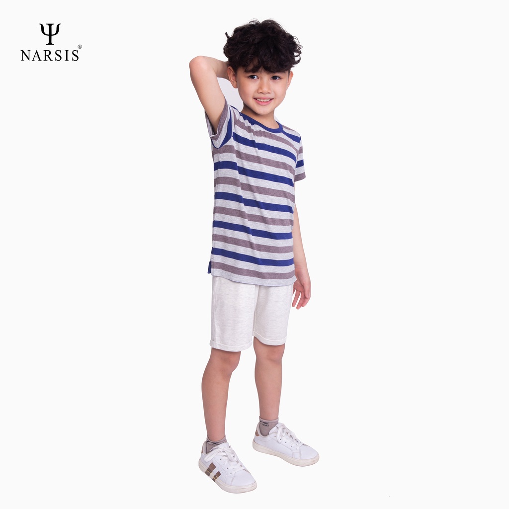 Bộ cộc tay bé trai vải cotton Narsis KE0002 ngắn tay thấm hút mồ hôi tốt