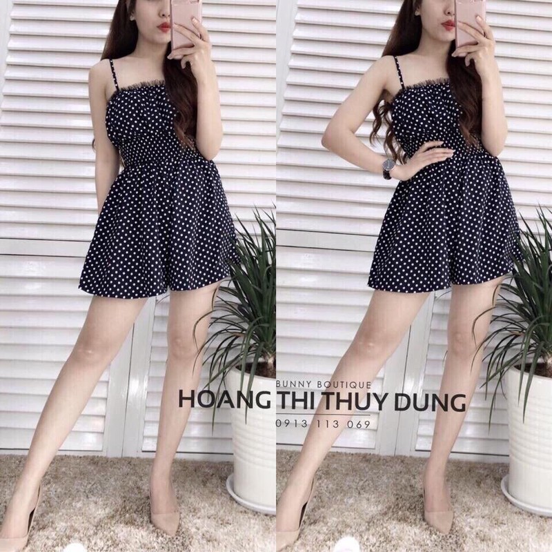 jump liền quần 2 dây nhún bo eo