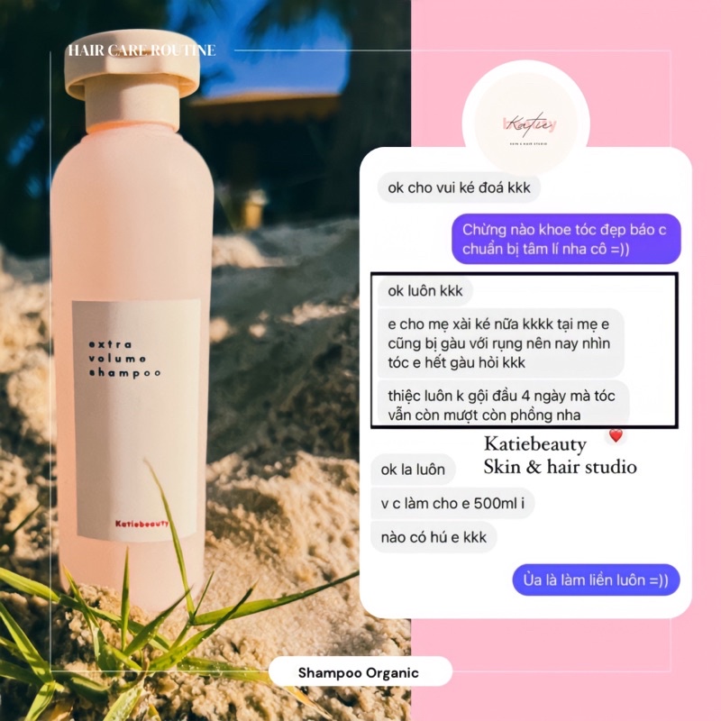 Extra Volume Shampoo 250ml Dầu gội hữu cơ tăng cường độ phồng cho tóc bóng mượt | KATIEBEAUTY
