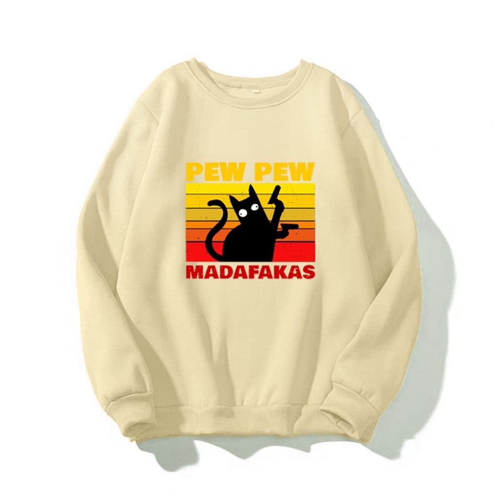 [ MẪU MỚI ] ÁO SWEATER NỈ UNISEX IN MÈO PEW PEW ÁO FORM RỘNG NAM NỮ NHIỀU MÀU CỰC ĐẸP