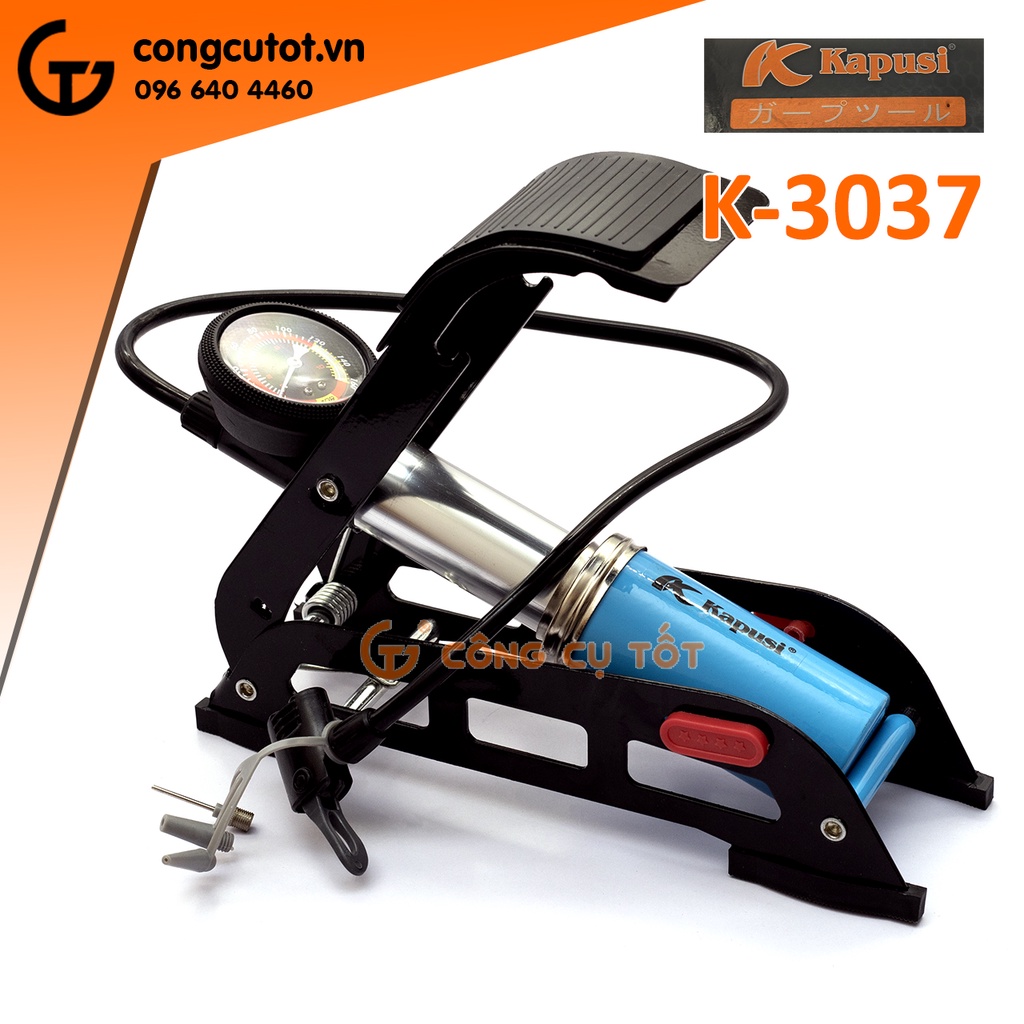 Bơm xe đạp chân 1 ống pitong 160cc áp 160psi 11.4 cân hơi KAPUSI K-3037