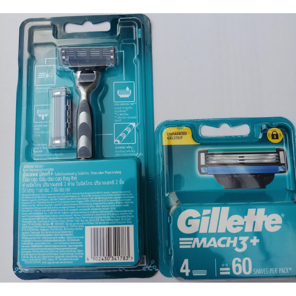 Bộ dao cạo râu 3 lưỡi Gillette Mach 3 Turbo 3D (1 tay cầm và 6 đầu cạo)