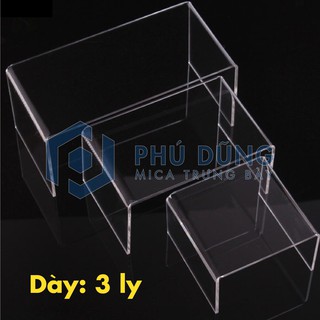 Bộ 3 Kệ Mica TRONG SUỐT Trưng Bày Bóp Ví Nam/Nữ Kiểu Chữ U - Dày 3 ly