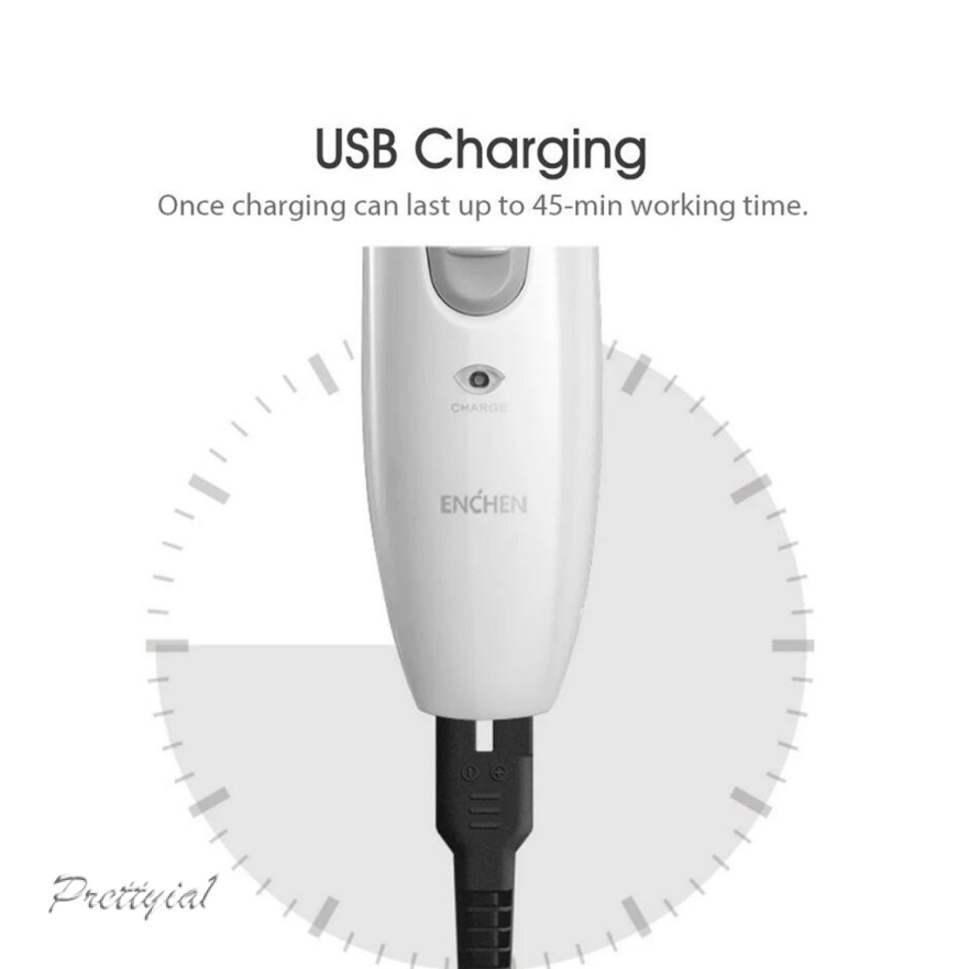 [PRETTYIA1]Professional Hair Trimmer for Men USB Rechargeable White