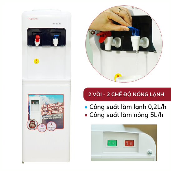 Cây nước nóng lạnh mini nhập khẩu FUJIHOME WD5320E,Máy nước uống nóng lạnh bình lọc nước gia đình tự ngắt tiết kiệm điện