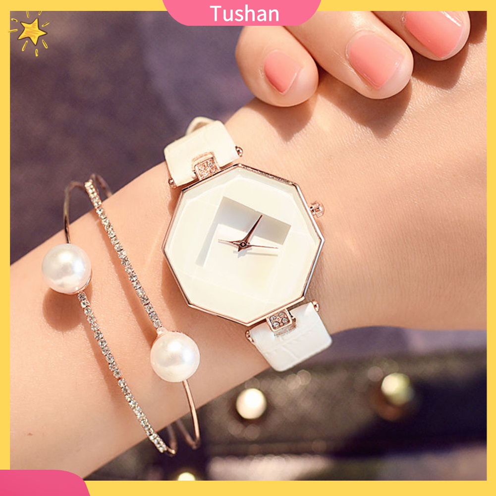 Đồng hồ dây giả da kiểu dáng thời trang phong cách dành cho nữ