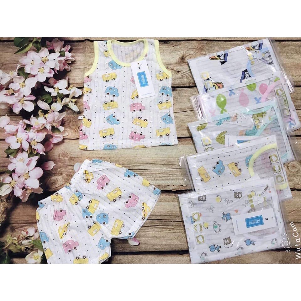 bộ cotton giấy 3 lỗ mềm mại dễ thương nhiều hình in cho bé -giadunghn