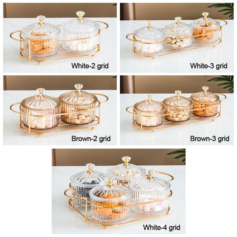 LEISURE Salad Plate Luxury Grid Food Storage With Lid Bowl Snack Dishes